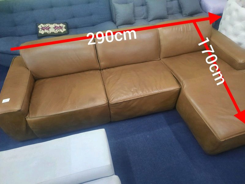 Coricraft leather Brown Couch R18000