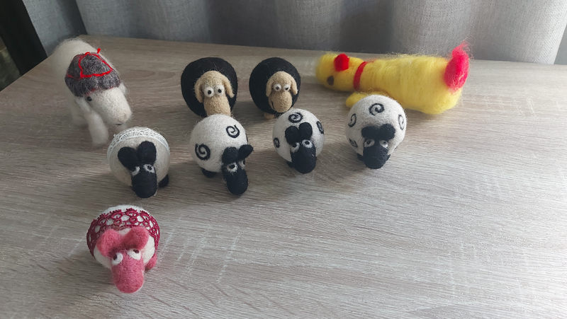 Wool Animal Figurines x 9