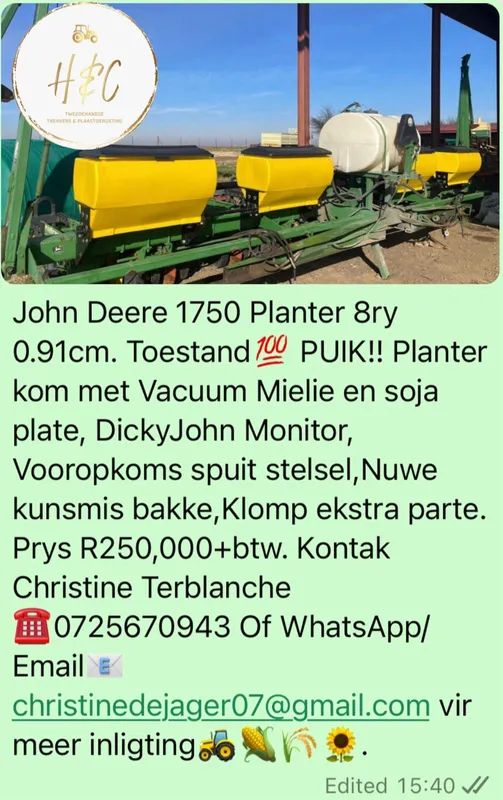 John Deere 1750 Planter 8 Ry 0.91
