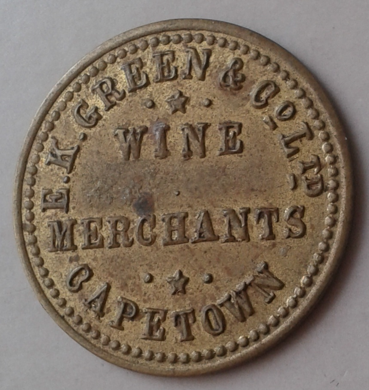 Vintage E.K Green and Co.Cape Town wine merchants token