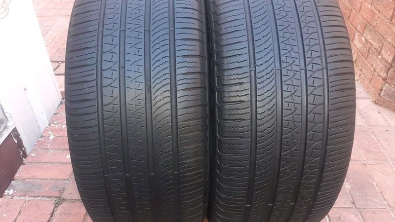 Two 275 45 21 pirelli scorpion verde tyres with good treads available for sale