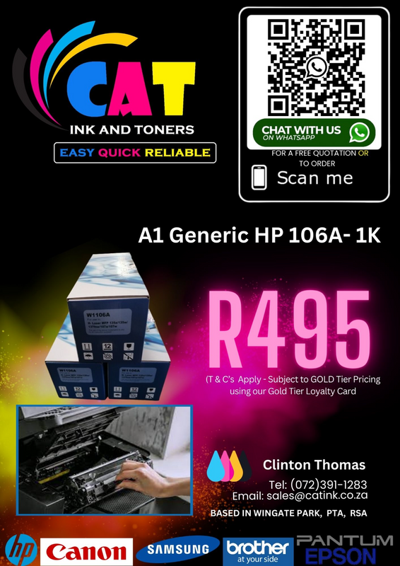 Brand NEW A1 HP 106A Black Toner - With Free same day delivery