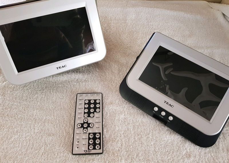 Portable dual DVD head rest player