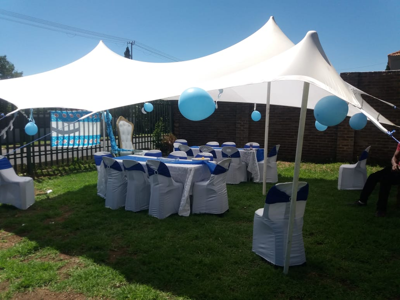 Small Stretch tent and Chairs hire. Big or small event, we do. Birthdays, Baby shower, Graduations.