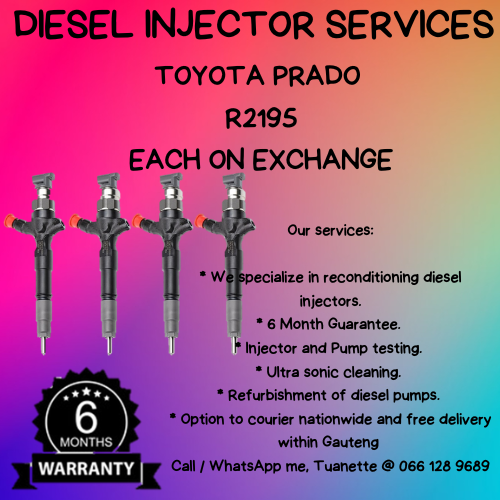 TOYOTA PRADO DIESEL INJECTORS FOR SALE ON EXCHANGE OR RECON