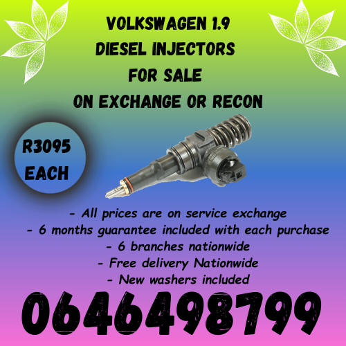 Volkswagen Polo 1.9 diesel injectors for sale we sell on exchange or recon.