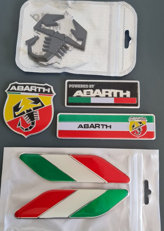 FIAT Arbarth aluminum emblems badges decals stickers.