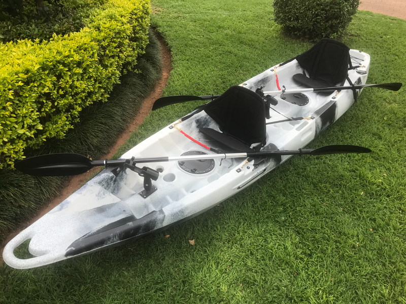 Pioneer Kayak Tandem incl. seats, paddles, leashes and rod holders, Winter Camo colour, NEW!