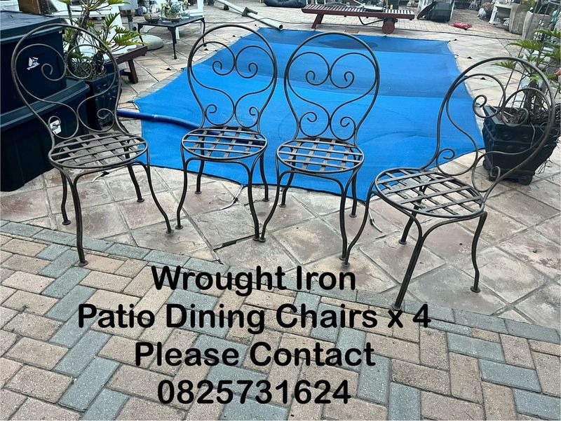 Chairs vintage wrought iron patio dining chairs x 4 good delivery arranged