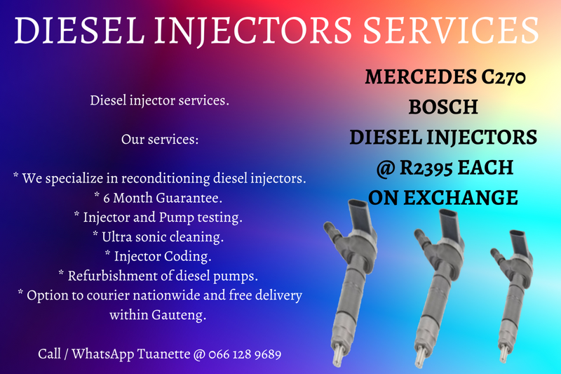 MERCEDES C270 BOSCH DIESEL INJECTORS FOR SALE ON EXCHANGE OR TO RECON YOUR OWN