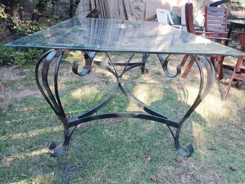 Wrought Iron Glass Top Dining Room Table