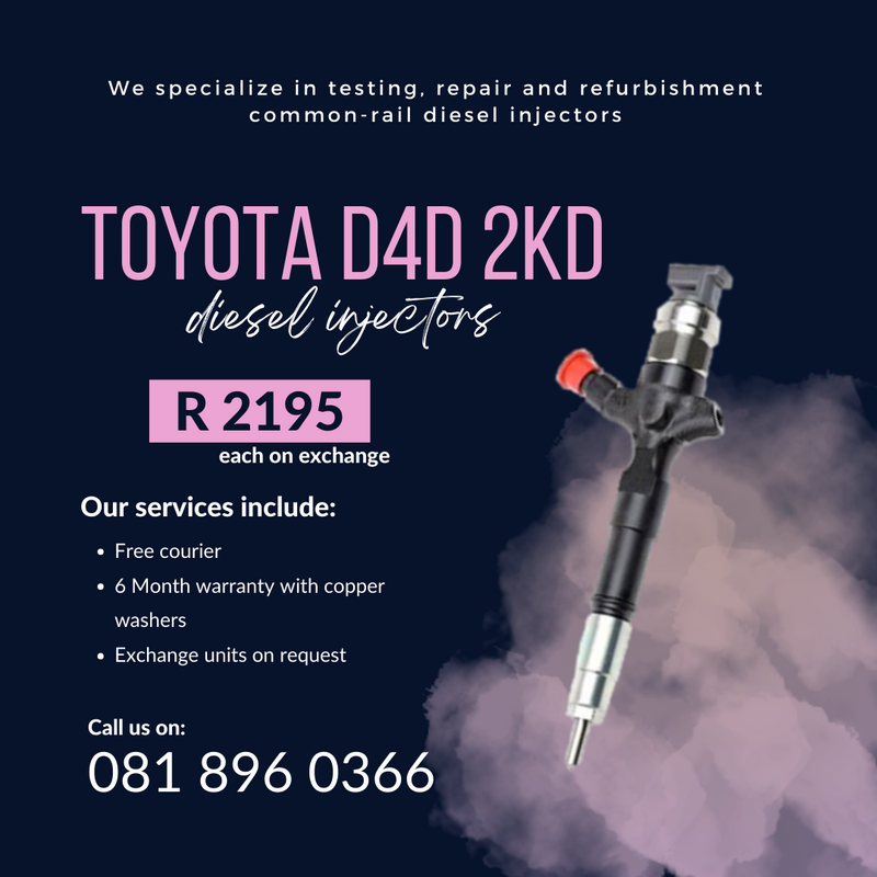 TOYOTA D4D 2KD DIESEL INJECTORS FOR SALE WITH 6 MONTH WARRANTY