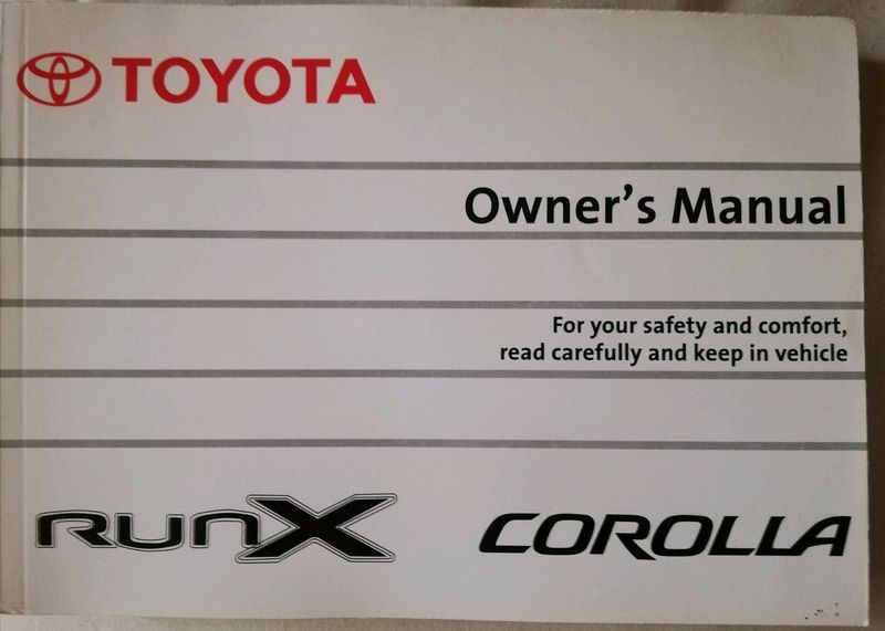 Toyota Corolla RunX Owners Manual 2004 (Price Includes Postage)