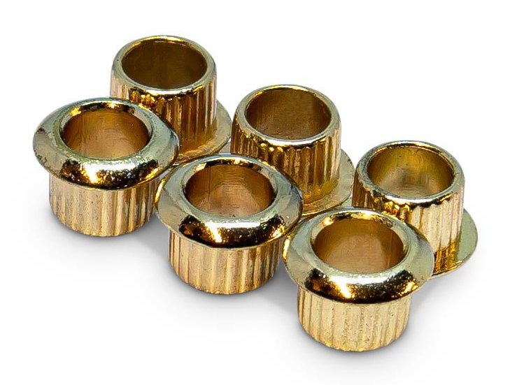 Gold Push-fit Bushings for 8mm Tuner Holes (6.2mm internal Diameter) set of 6