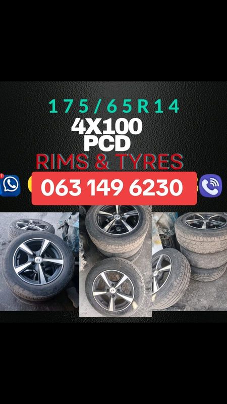 4x100pcd rims and tyres 175/65R14 R4000 WhatsApp me today 063 149 6230