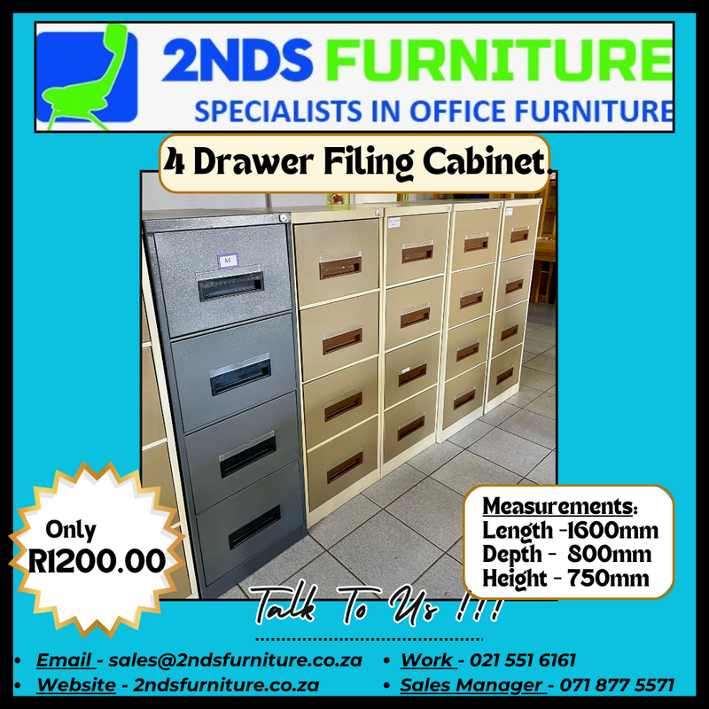 4 Drawer Filing Cabinets.