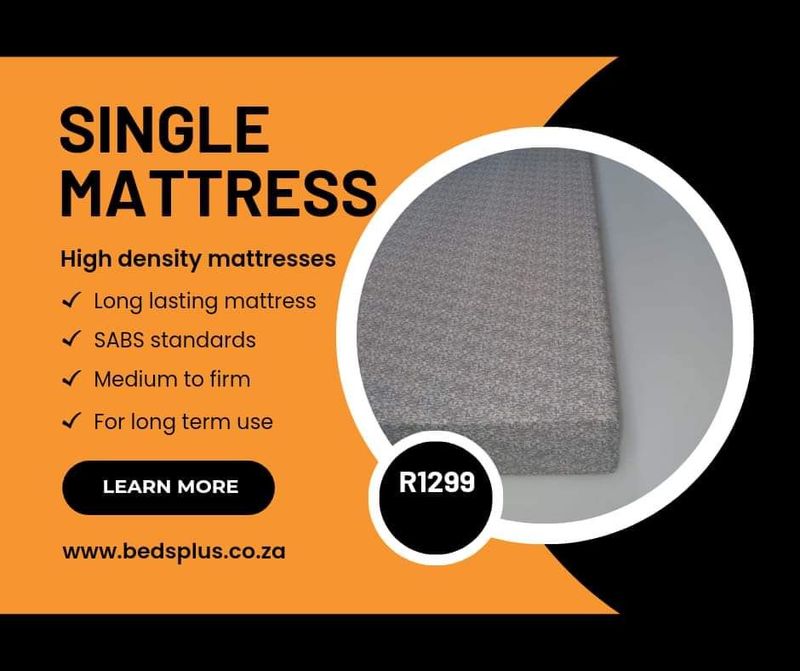 Single high density foam mattresses for R1299- LONGER LASTING FOAM MATTRESSES