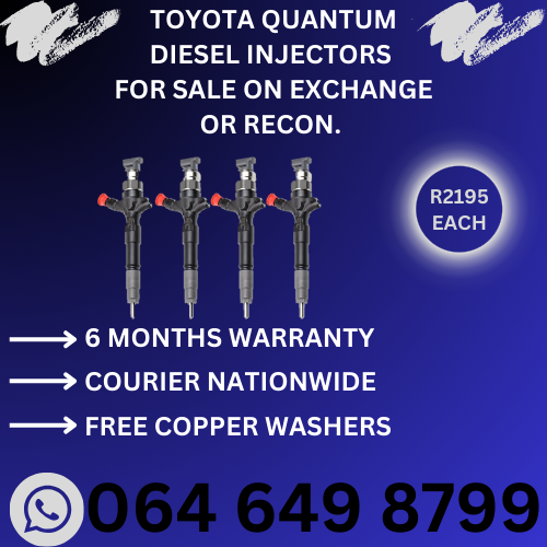 Toyota Quantum diesel injectors for sale with 6 months warranty