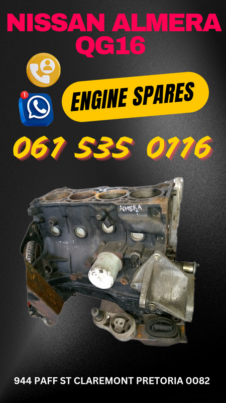 Nissan almera QG16 engine stripping for spares Call or WhatsApp me 0636348112