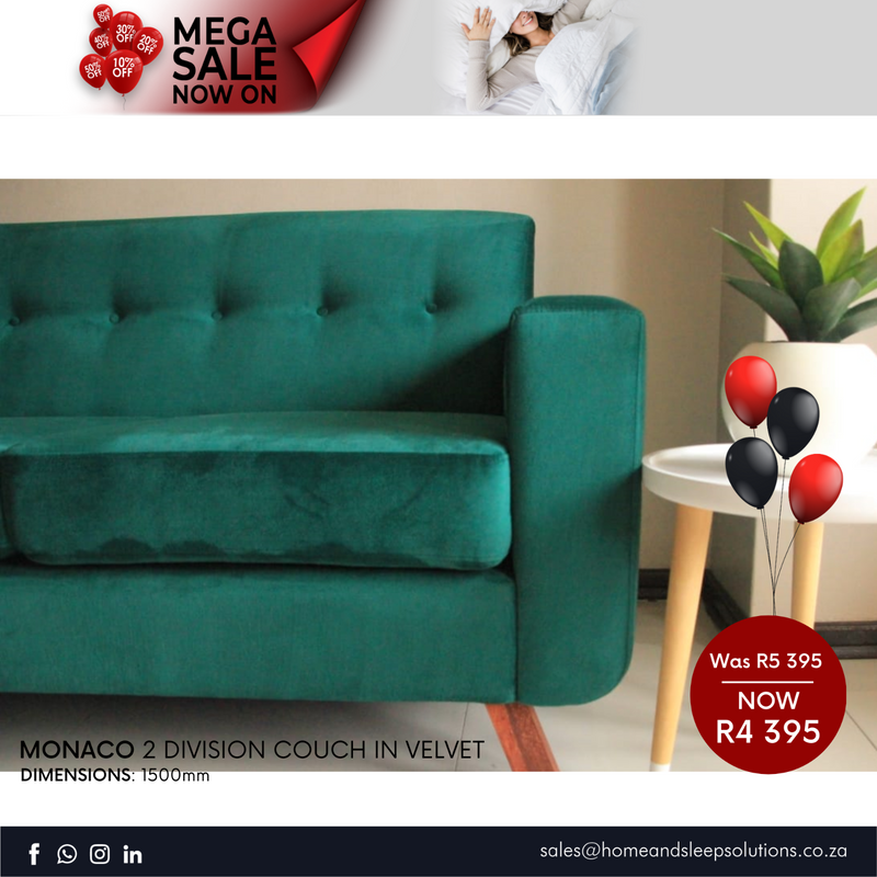 Mega Sale Now On! Up to 50% off selected Home Furniture Monaco 2 Division Couch