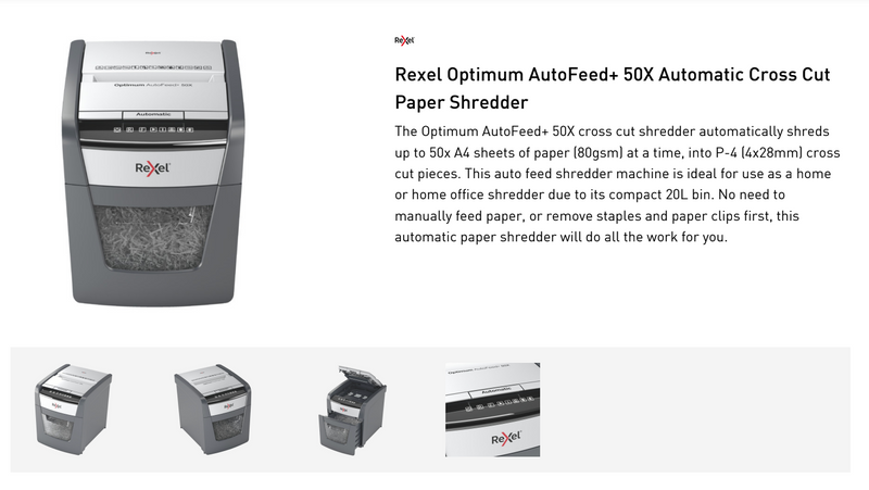 Rexel Optimum AutoFeed&#43; 50X Automatic Cross CutPaper Shredder