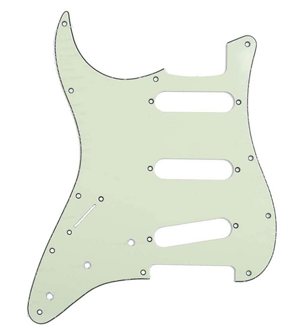 S/S/S Mint Green 3ply Strat Style Pickguard (Left Hand)