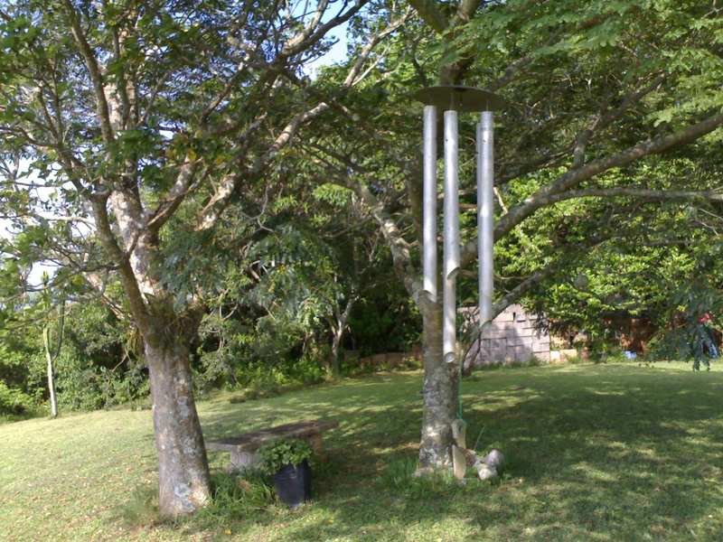 WIND  CHIME Extra LARGE size - 5x dif length aluminium pipes and stainless dome. About 6 foot