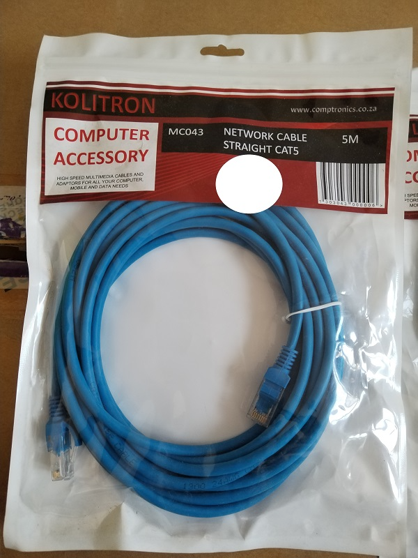 Kolitron Network Cable Cat5e 5m Straight Blue