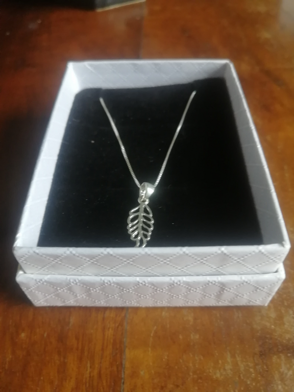 Box Chain &#43; 3d Leaf Pendant - 925 Italy Silver