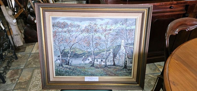 Oil Painting of Fishermen&#39;s Cottages by Ford