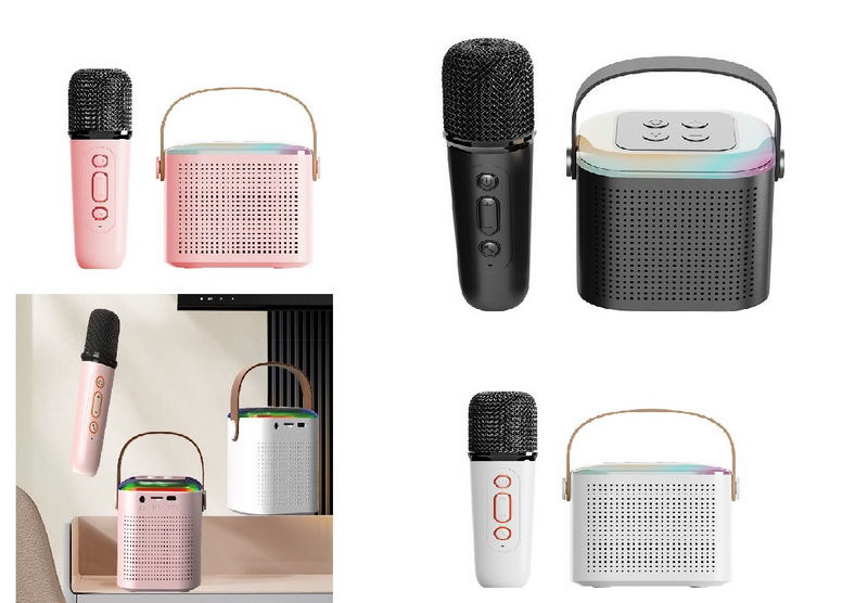 Mini Portable Wireless Bluetooth Speaker with Karaoke Microphone and RGB Light