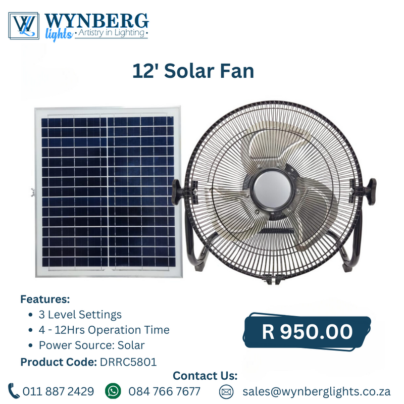 12&#39; Solar Floor Fan -  Just R 950.00!