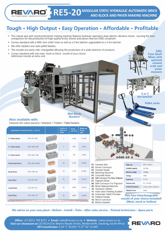 Revaro RE range of Brick block and paver making machines