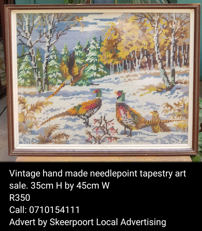 Vintage hand made needlepoint tapestry art for sale