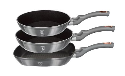 Display Model- Berlinger Haus - 3 Pieces Marble Coated Fry Pan Set - stone touchline