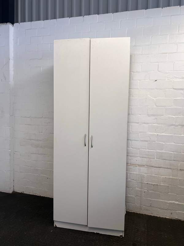 White Two Door Moveable Cupboard (Some Chipping)-