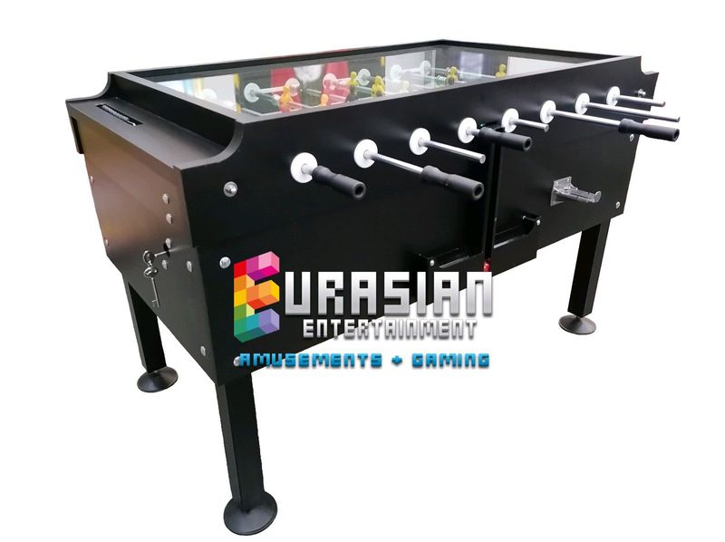 Coin operated foosball table