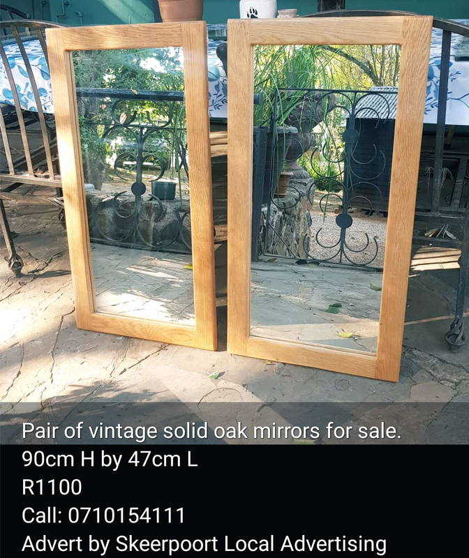 Pair of vintage solid oak mirrors for sale