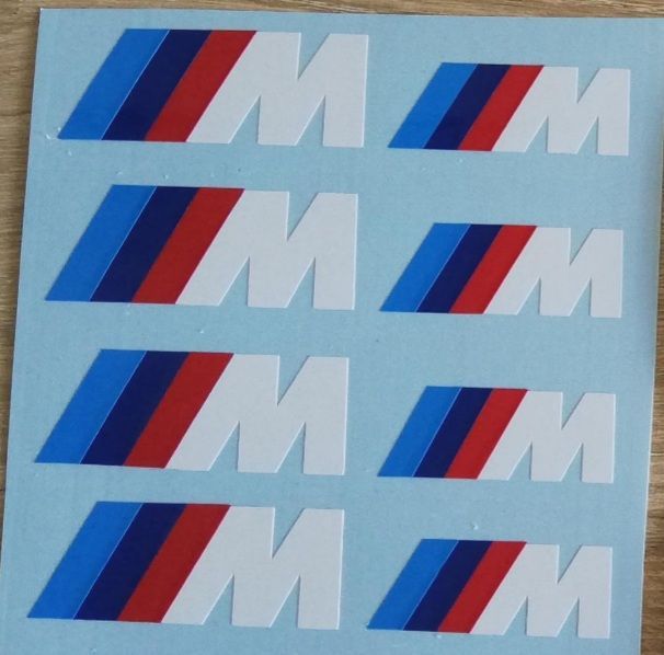 Set off 8 BMW M logo brake caliper decals / vinyl cut stickers