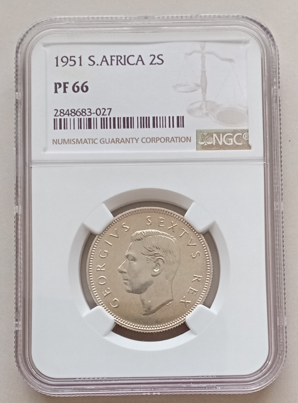 1951 S.A proof silver 2 Shillings NGC PF66 (2nd finest)