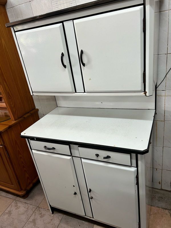 Vintage steel enamel kitchen cabinet