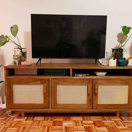 3 door Rattan TV Stand