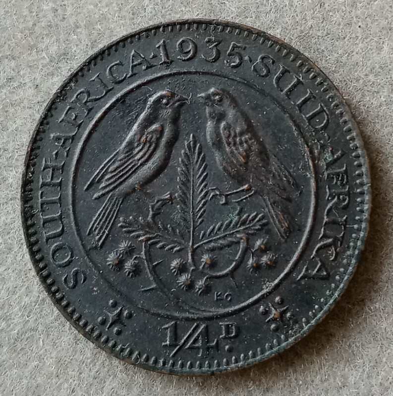 Scarcer 1935 S.A 1/4 penny in AU (low mintage)