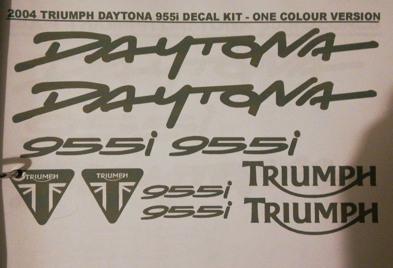 2004 Triumph Daytona 955i decals stickers graphics kits