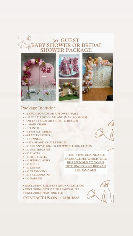 Event decor hire ,wedding decor, bridal showers, baby showers, hiring, weddings decor birthdays