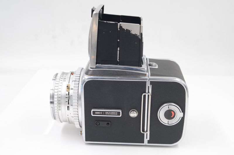 Hasselblad 500C medium format camera with 80mm Planar lens and A12 back, etc