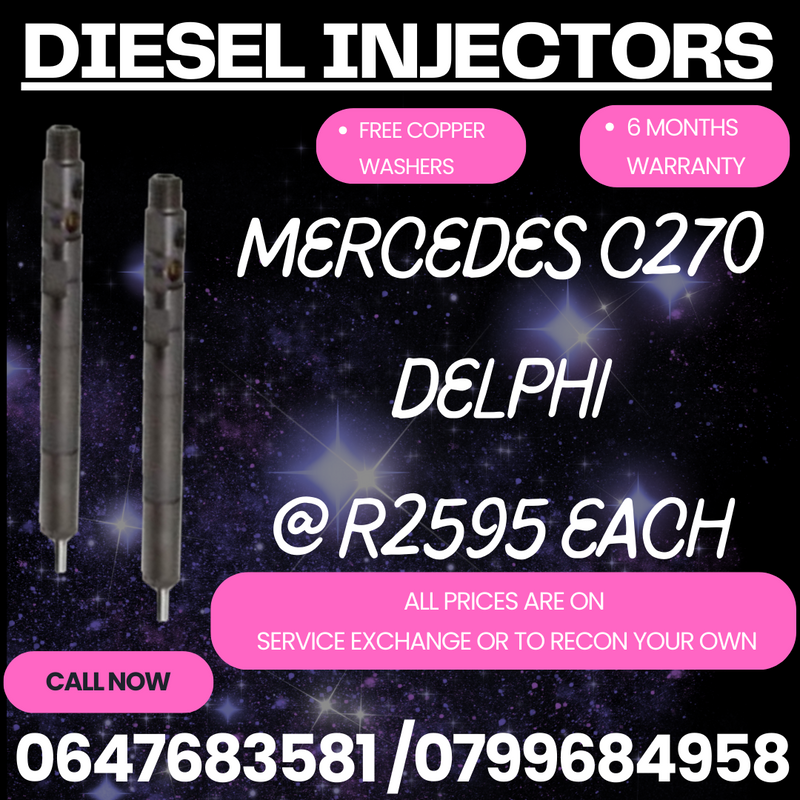 MERCEDES C270 DELPHI DIESEL INJECTORS/ 6 MONTHS WARRANTY