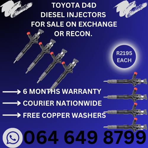 TOYOTA D4D diesel injectors for sale on exchange - 6 montsh warranty.