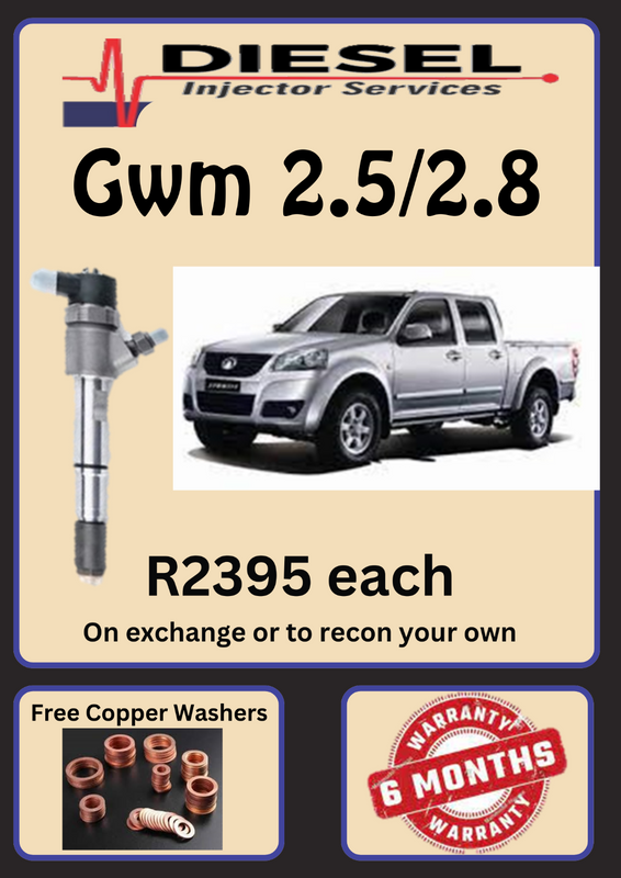 GWM 2.5/2.8 DIESEL INJECTORS/ 6 MONTHS WARRANTY