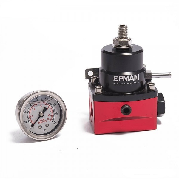 EPMAN Ethanol &amp; Alcohol Compatible Fuel Pressure Regulator Incl Gauge - TURBO REPLACEMENT